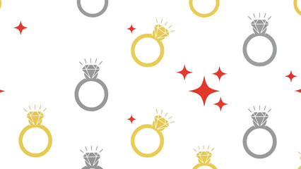 Elegant Wedding Ring Pattern Vector with Diamonds and Stars for Bridal Invitations and Celebration Graphics