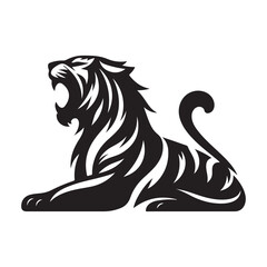 Fototapeta premium tiger roaring vector silhouette clip art logo design illustration