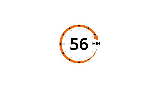 Timer graphic showing 56 minutes remaining with an orange circular progress indicator and black minute marks