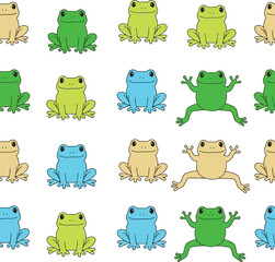 Obraz premium Colorful Frog Patterns Vector for Playful Designs, Nature-Inspired Graphics, Cute Animal Illustrations, and Children's Projects
