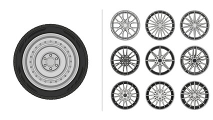 Comprehensive Collection of Automotive Wheel and Tire Designs for Vehicles