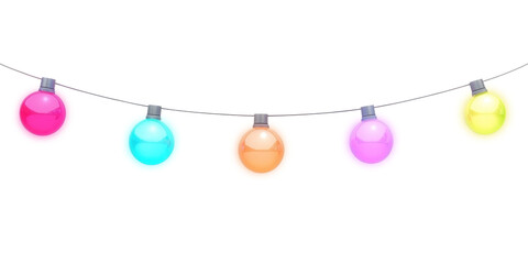 Colorful light bulb string png transparent 