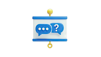 3D Chat Bubbles with Question Mark on White Background