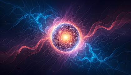 Abstract Digital Technology Sphere with Big Data and Global Network Connection.