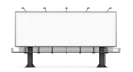 Obraz premium Blank outdoor advertising billboard with a white screen for message display, isolated on white background
