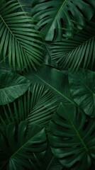 Lush Green Tropical Leaves Creating a Vibrant Natural Background of Perfectly Layered Foliage