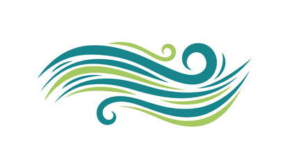 Fototapeta premium Abstract Wave Design Element in Teal and Lime Green.