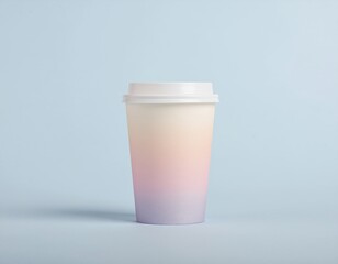 Pastel Gradient Cup with Smooth Texture Against a Soft Blue Background