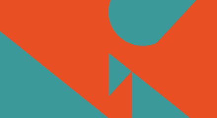 Abstract geometric pattern with vibrant orange and teal colors.