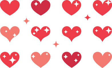 Collection of colorful hearts with stars