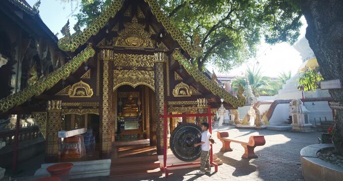 Wat ket karam old wooden door pagoda chiangmai temple Thailand