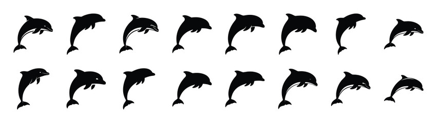 dolphin icons collection. Animal icon set. Isolated on White background © Gajendro