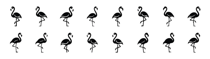 Obraz premium flamingo icons collection. Animal icon set. Isolated on White background
