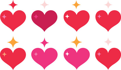 Colorful hearts with sparkles