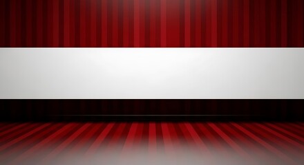 Elegant red and white striped background with a central blank white banner, perfect for presentations, events, or product displays