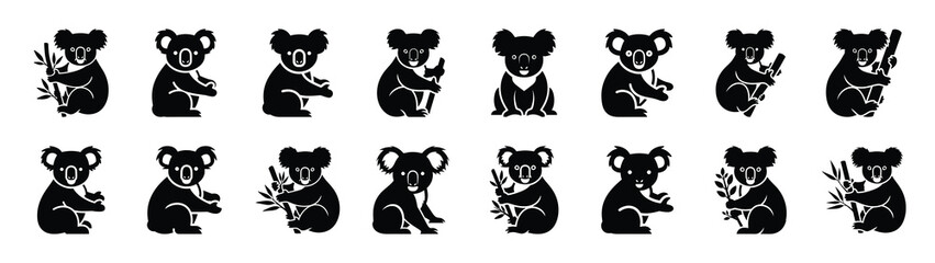 koala icons collection. Animal icon set. Isolated on White background © Gajendro