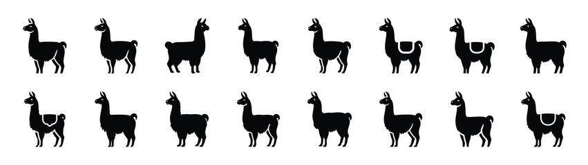 llama icons collection. Animal icon set. Isolated on White background © Gajendro