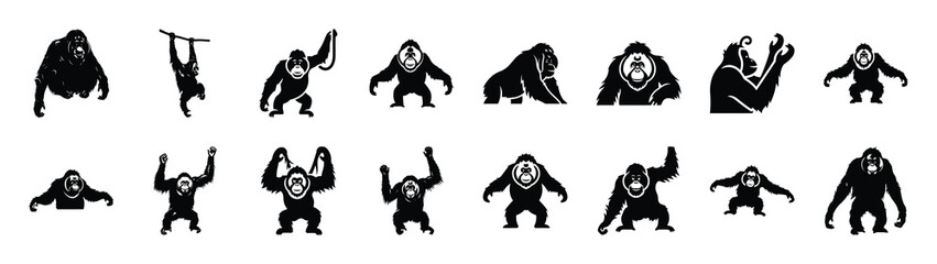 Fototapeta premium orangutan icons collection. Animal icon set. Isolated on White background