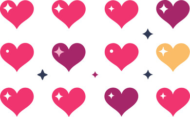Colorful hearts with sparkles