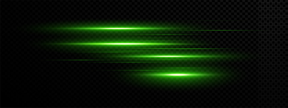 Png line with speed effect green and light. Cartoon laser glow with neon and speed. Png line energy spark gradient lens futuristic flash anime frame bolt fast poster ray vector street funnel hero.