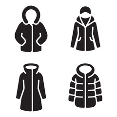 Short winter jacket casual everyday outerwear silhouette vector icon