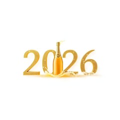 Sophisticated New Year 2026 white gold festive background