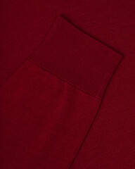 Close-Up of red Wool Turtleneck Sleeve Cuff