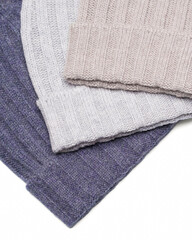 Colorful Wool Knit Beanie Hats Isolated on White Background