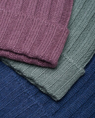 Colorful Wool Knit Beanie Hats Isolated on White Background