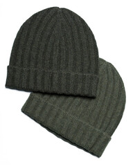 Colorful Wool Knit Beanie Hats Isolated on White Background