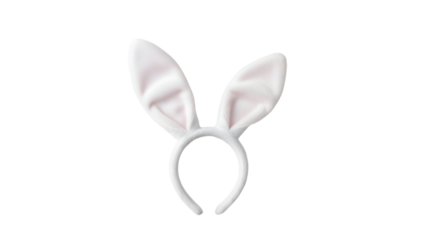 White bunny ears headband on black background for Easter fun