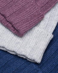 Colorful Wool Knit Beanie Hats Isolated on White Background