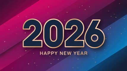 Happy New Year 2026 celebration background with vibrant gradient color