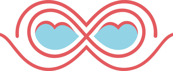 Intertwined hearts symbol