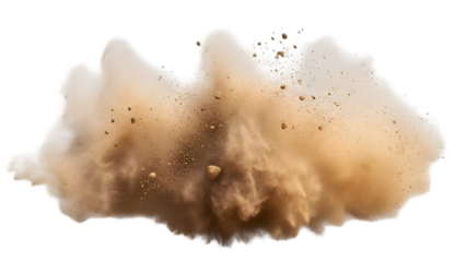 Dramatic brown dust explosion on black background
