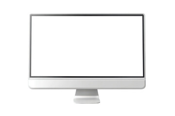 Modern sleek computer monitor with a blank white screen, isolated for digital content display design isolated on transparent background