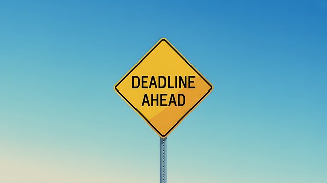 Yellow Diamond Sign Warning of Deadline Ahead