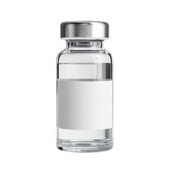 Medical vial with blank label isolated on transparent background