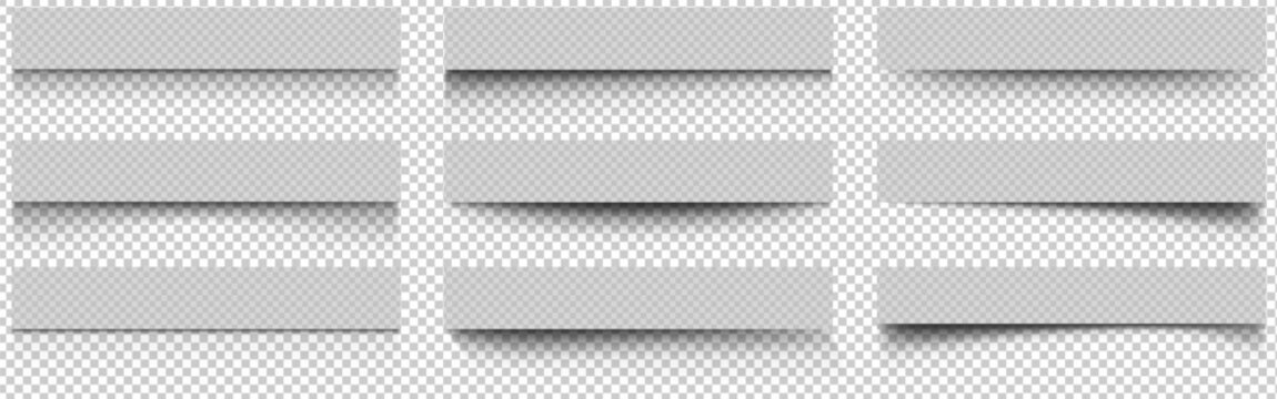 Collection of blank rectangular banners with shadow effects