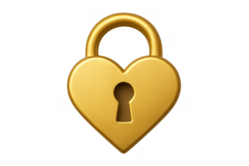 Gold heart padlock representing love and security concept