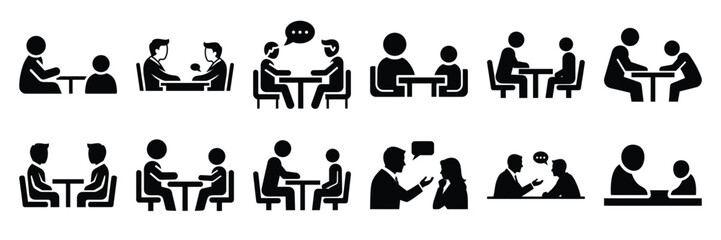 a collection of counseling session minimal vector icon set, Human interaction vector icon set.