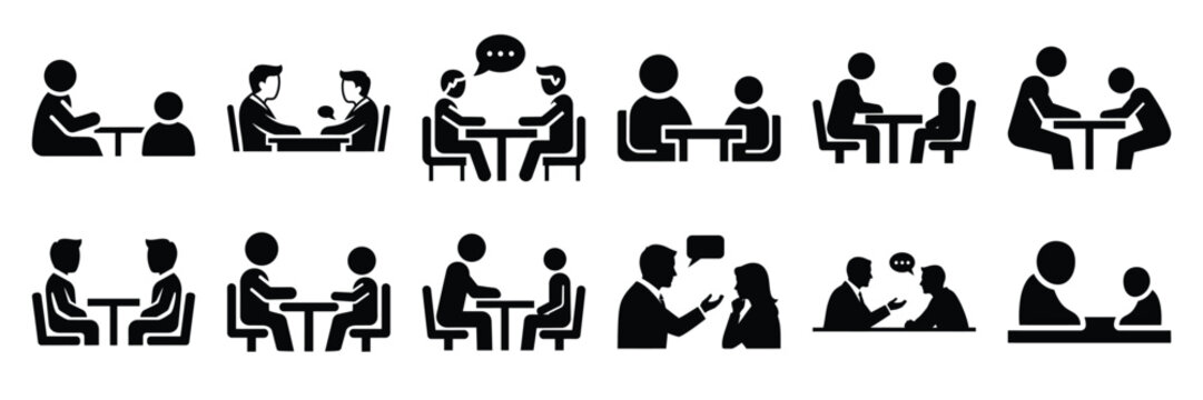 a collection of counseling session minimal vector icon set, Human interaction vector icon set.