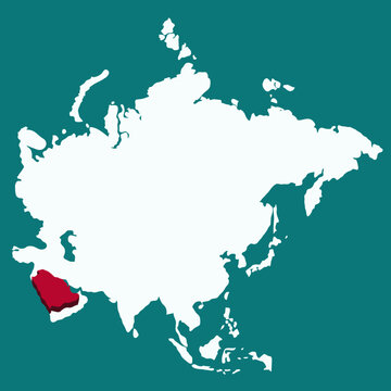 Saudi Arabia Country highlighted 3D map on Asia continent map vector illustration	