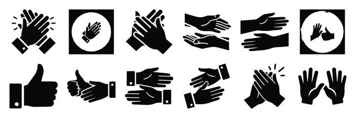 Obraz premium a collection of encouragement gesture minimal vector icon set, Human interaction vector icon set.