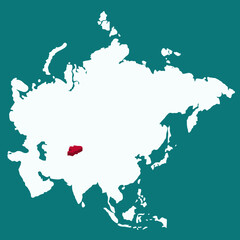 Fototapeta premium Kyrgyzstan Country highlighted 3D map on Asia continent map vector illustration 