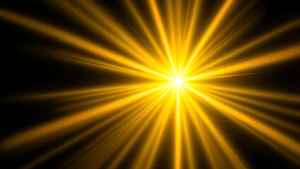 Obraz premium Bright golden light burst on dark background symbolizing energy and explosion