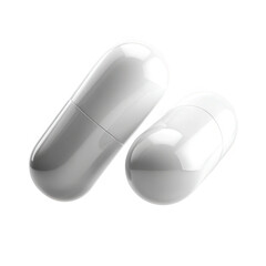 Two white capsules isolated on transparent background