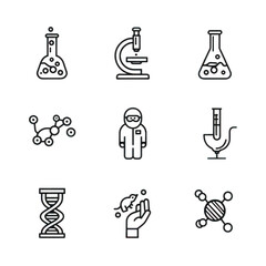 Science and laboratory icons set isolated on transparent background