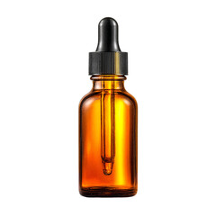Amber glass dropper bottle isolated on transparent background