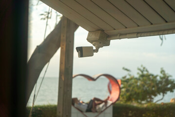 Fototapeta premium Surveillance Camera Overlooking Scenic View